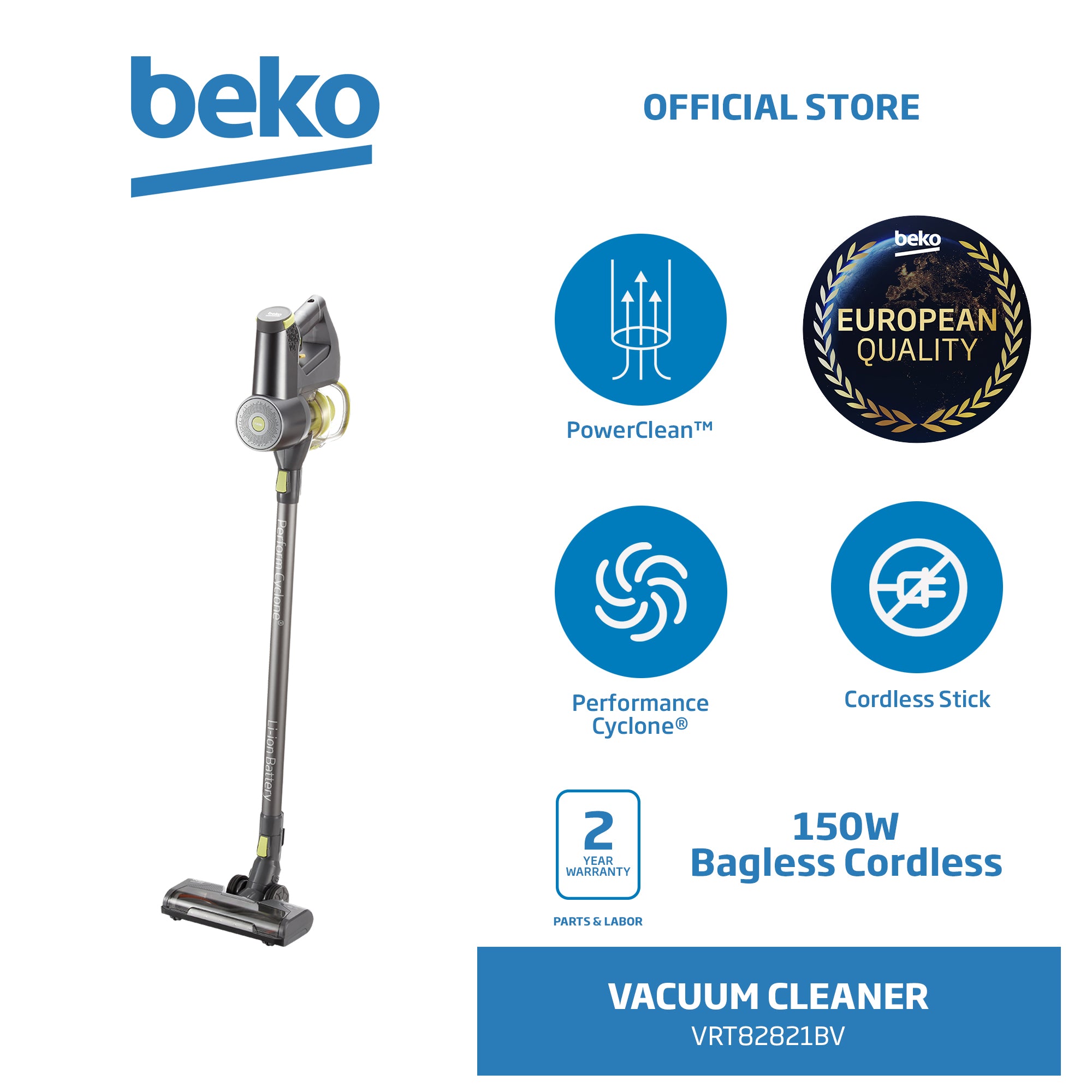 BekoBaglessCordlessVacuumCleaner150wVRT82821BV-6