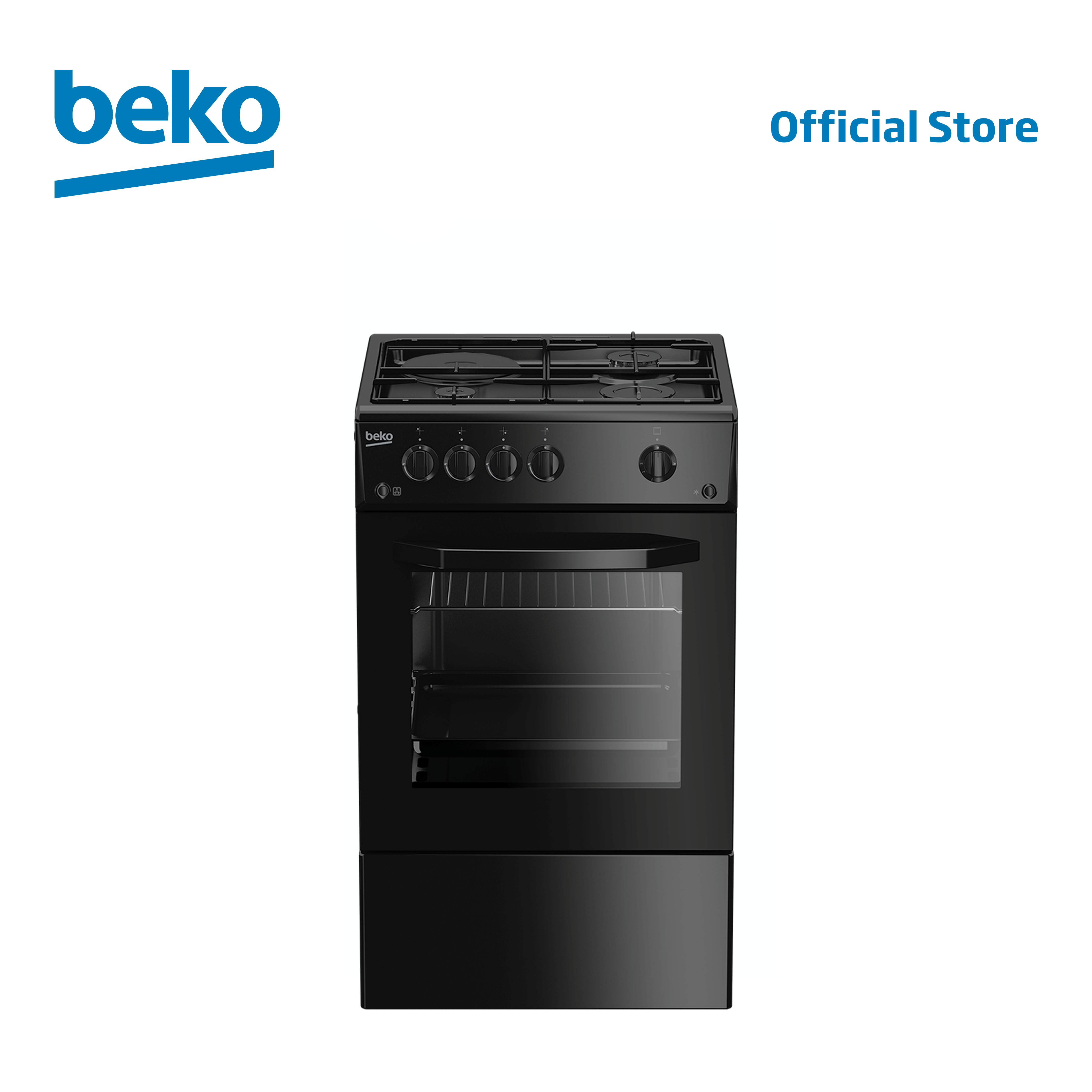 Beko Freestanding Cooker 50 cm, 3 Gas + 1 Hotplate Gas + Electric Hob & Gas Oven + Gas Grill CSG43010GB-1