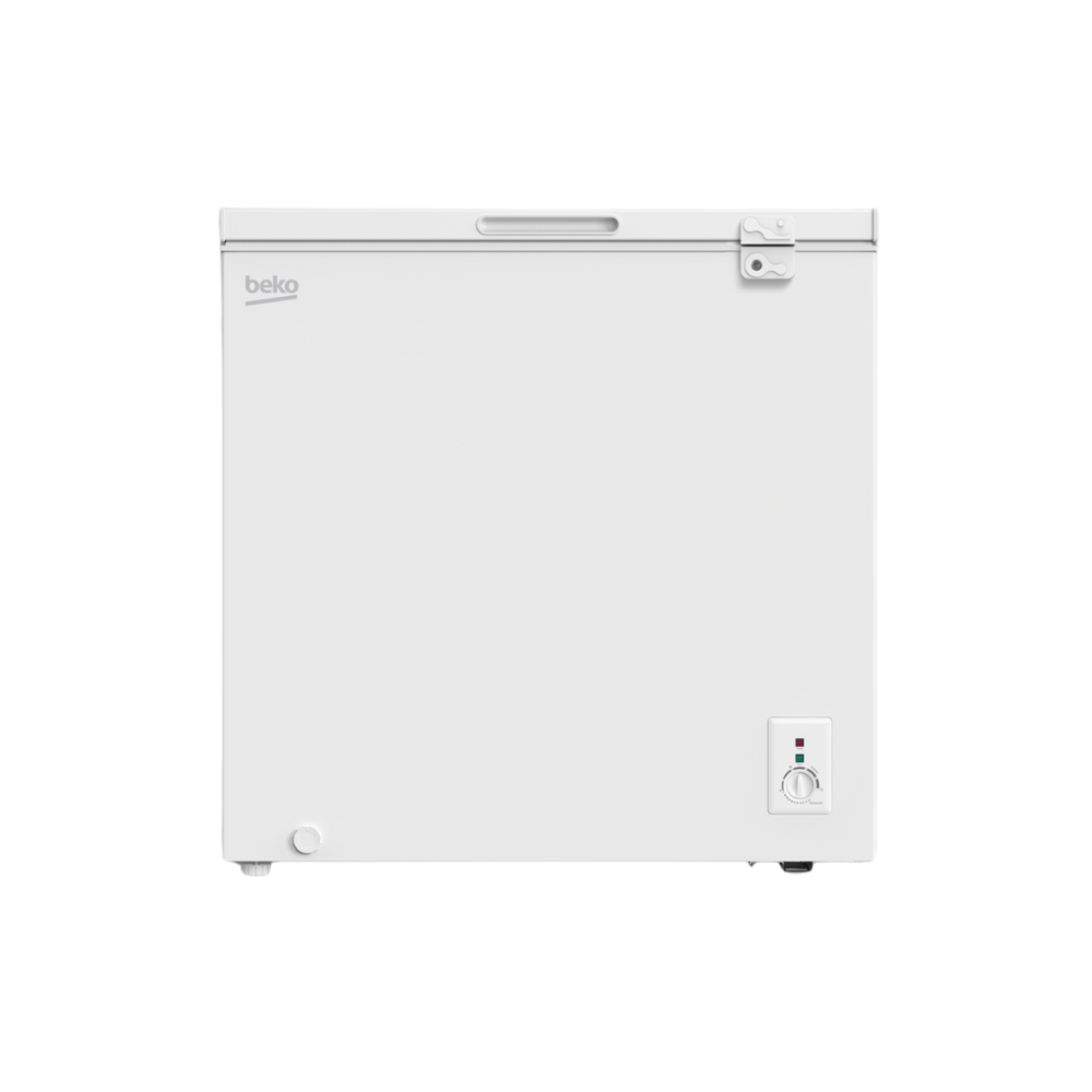 White chest freezer on a white background
