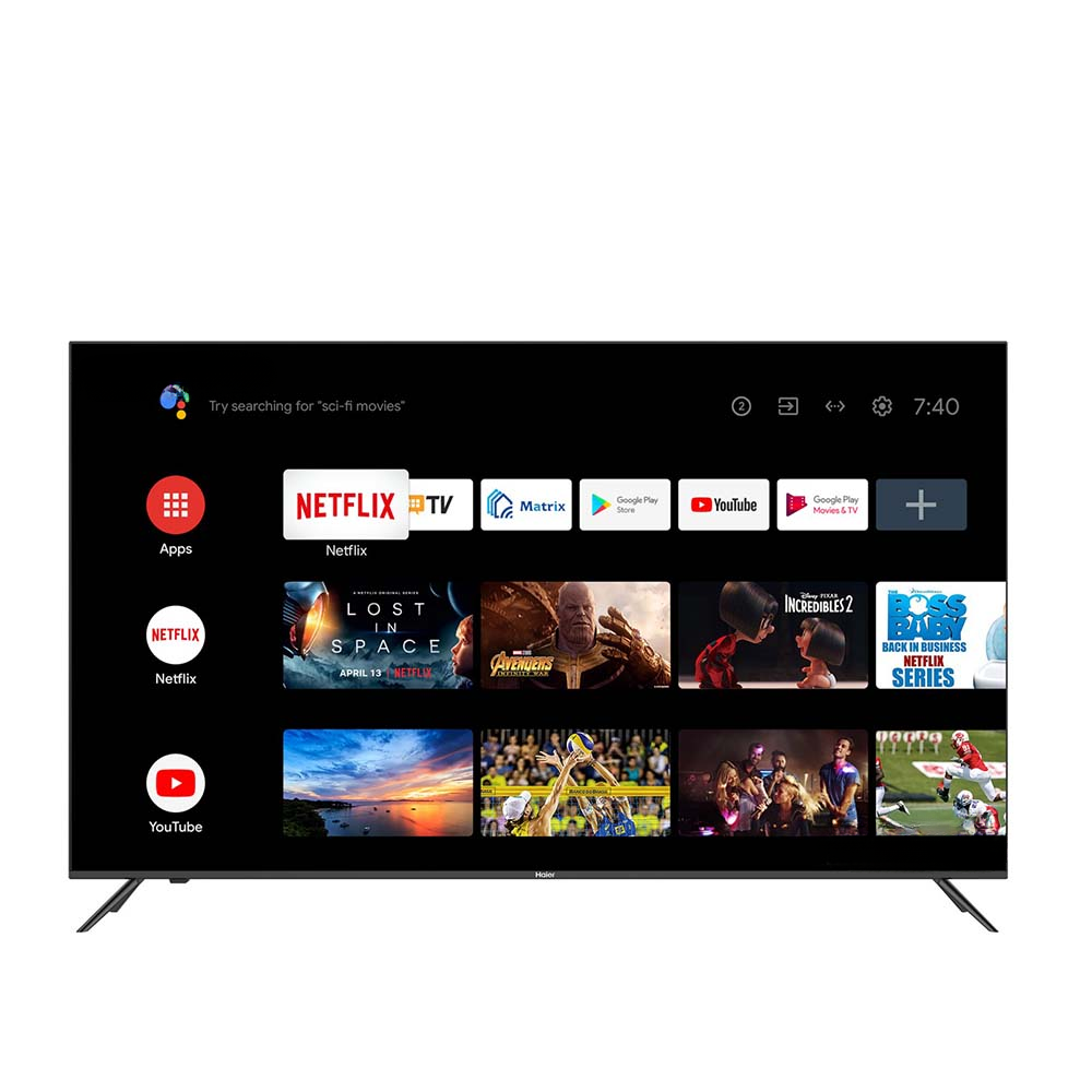 Smart TV displaying streaming app icons on a white background