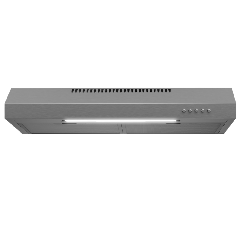 Gray range hood on a white background