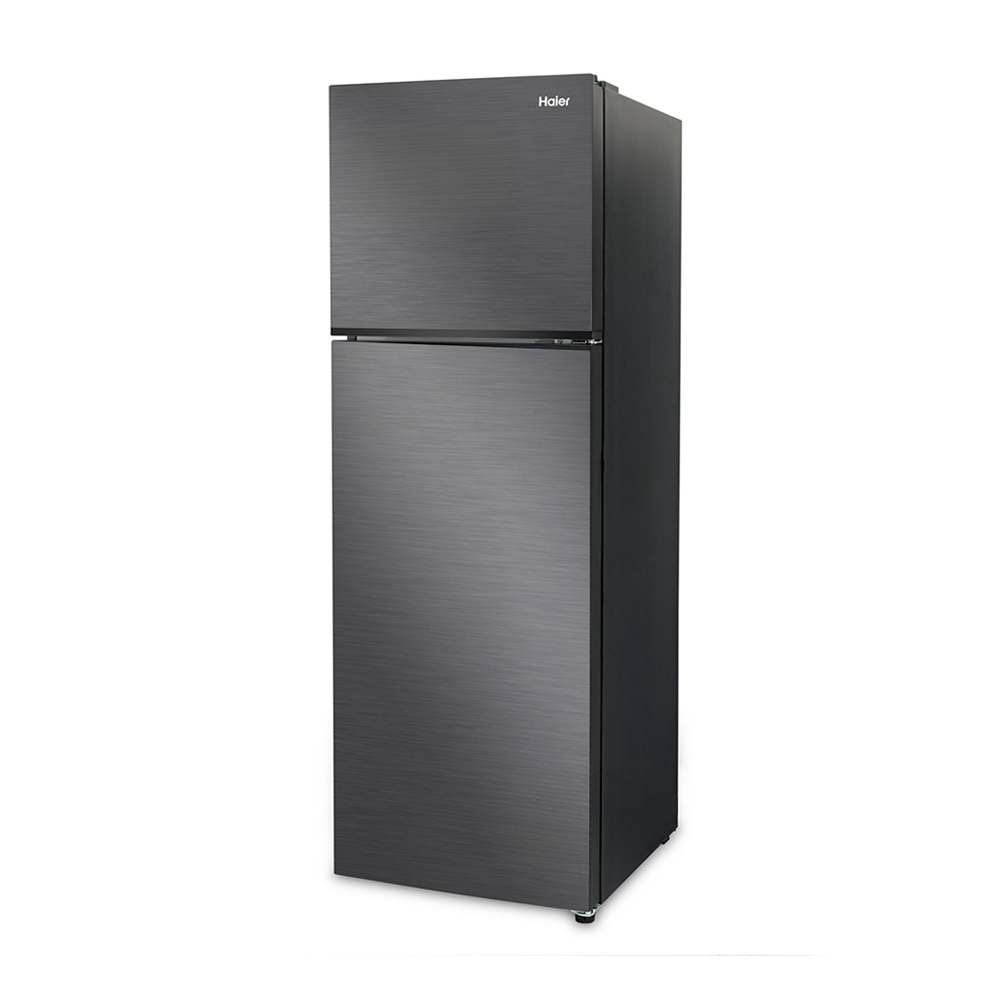 Black refrigerator on a white background