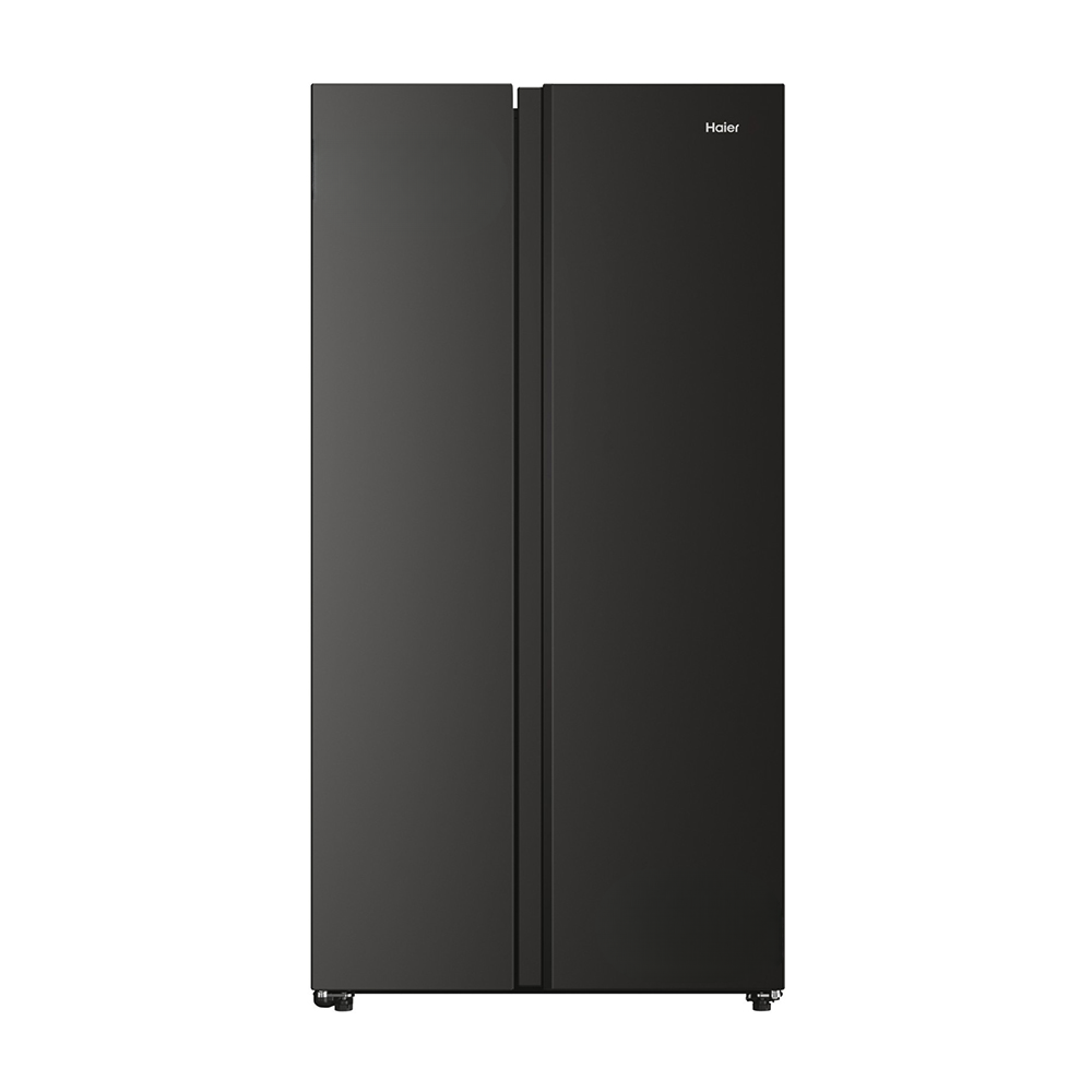 Black refrigerator on a white background