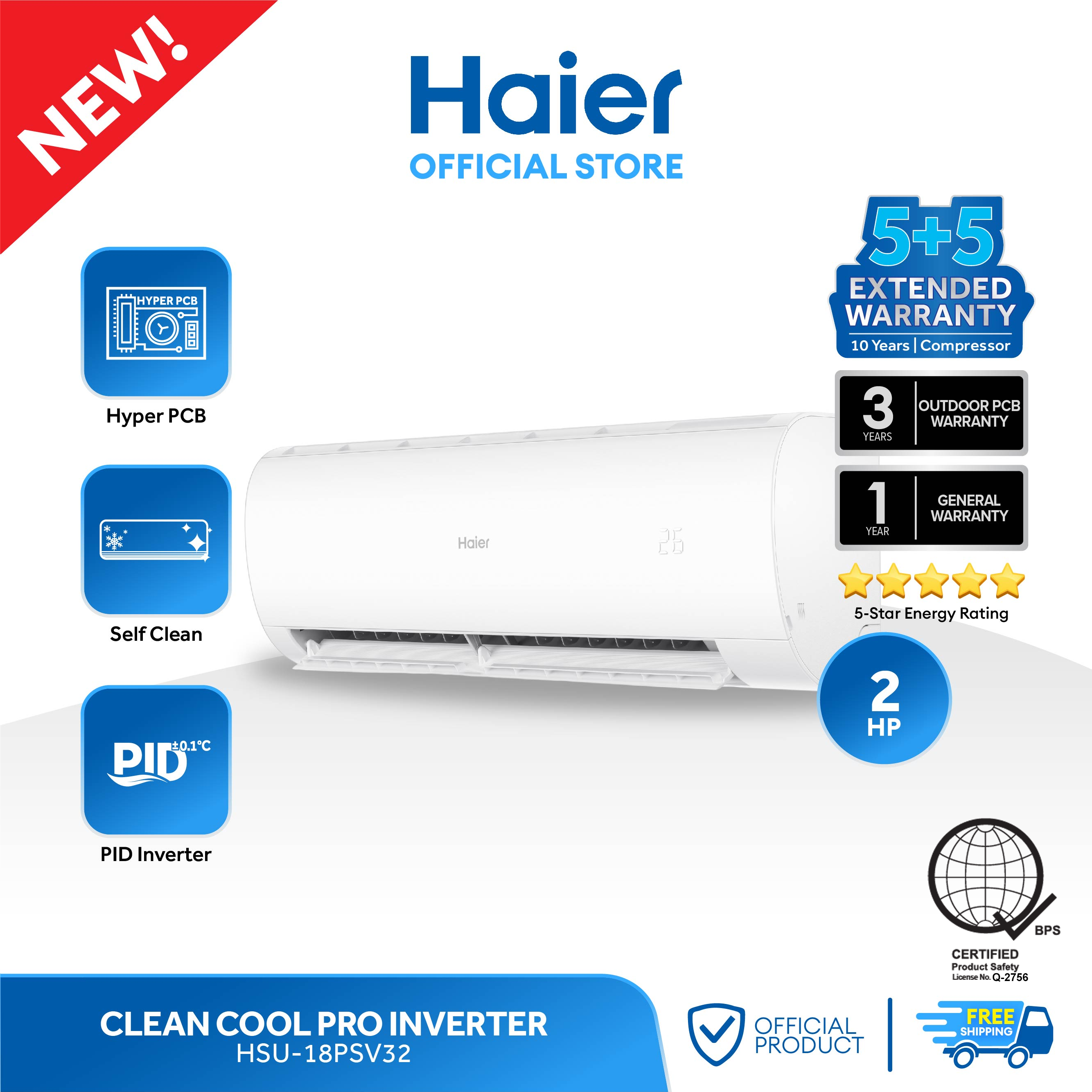 Haier HSU-18PSV32 2.0 HP Clean Cool Pro Inverter Split Type Aircon with Self Clean & Hyper PCB - 2023 Model (2)
