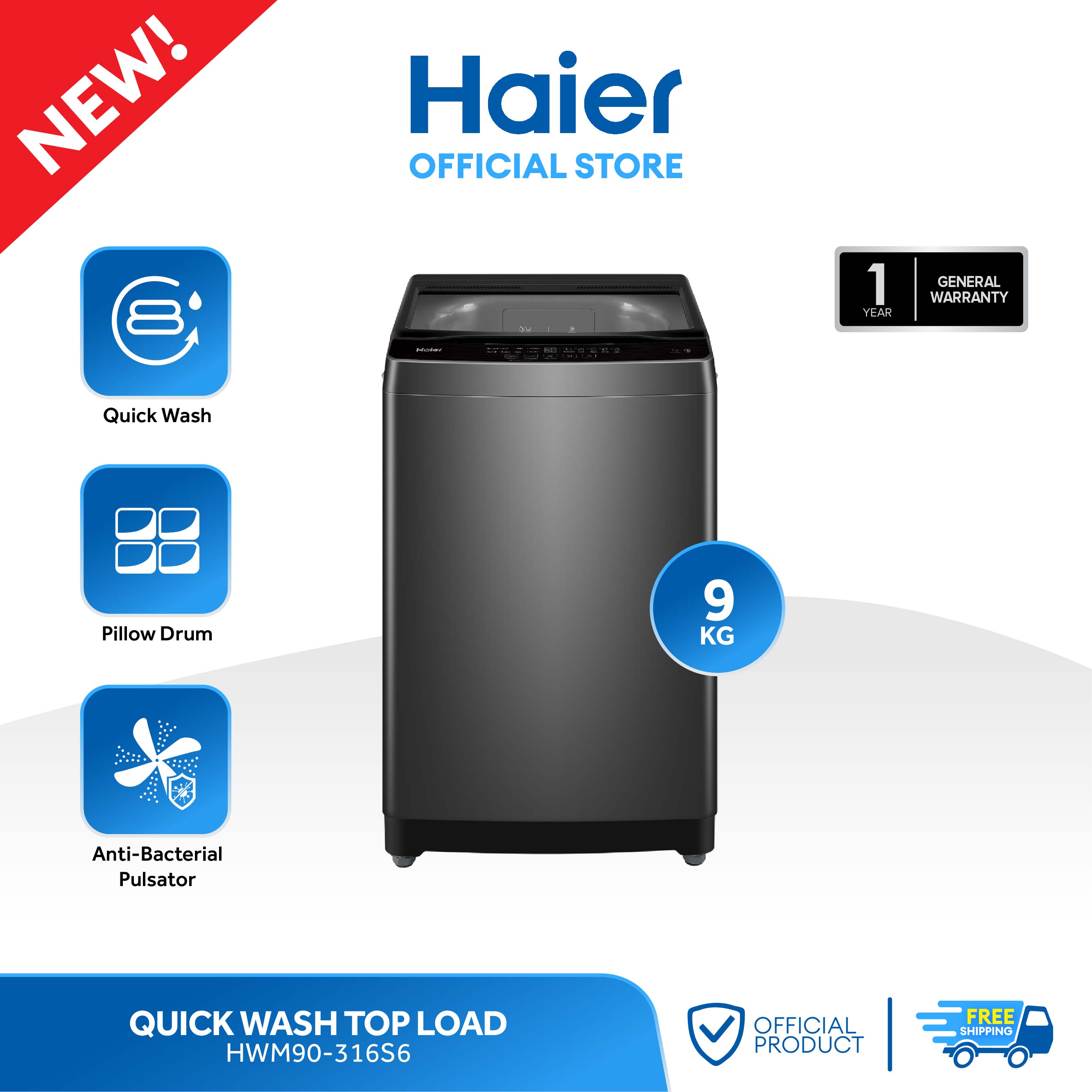 Haier HWM90-316S6 9.0 Kg Quick Wash Fully Automatic Top Load Washing Machine (1)