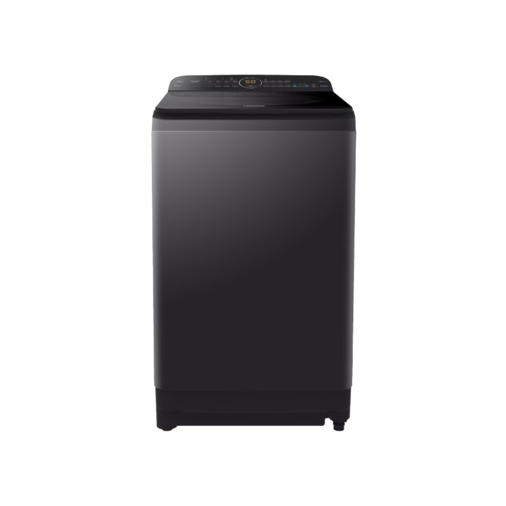 Black washing machine on a white background