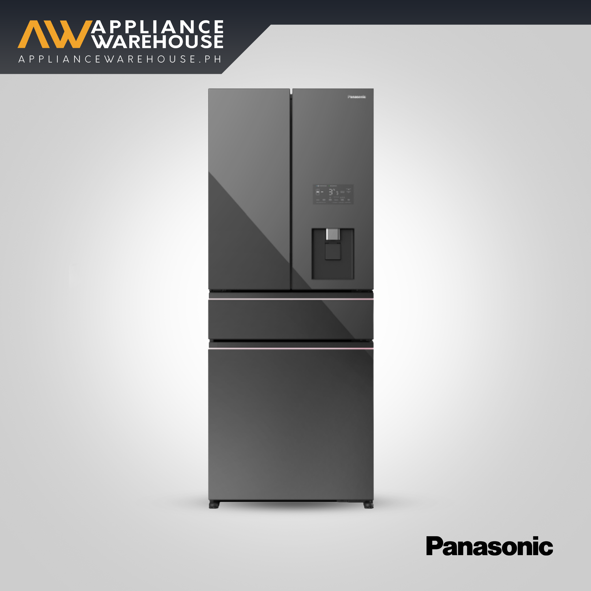 Panasonic NR-YW590YMMP 19cu.ft. Premium Dark Mirror Design - 4 Door Bottom Freezer No-frost Inverter Refrigerator
