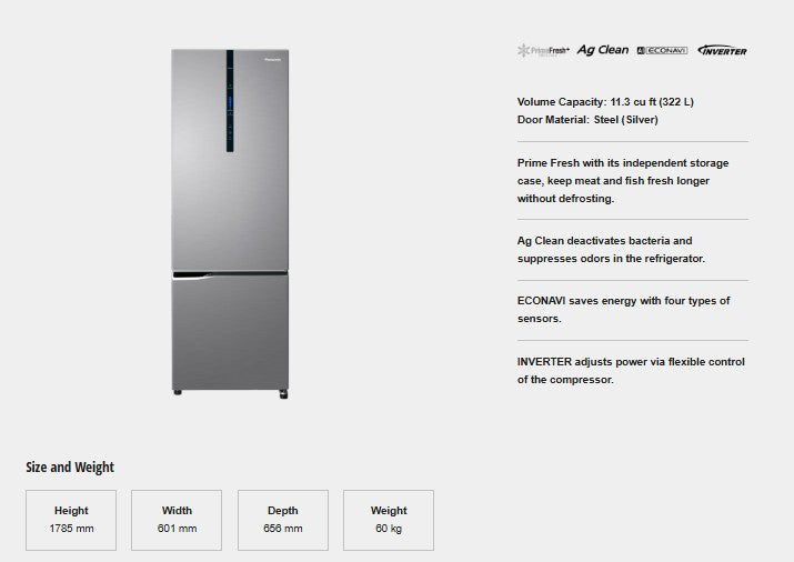 PanasonicNR-BC360XSPH11.3cu.ft.TwoDoorBottomFreezerNoFrostInverterRefrigerator-7