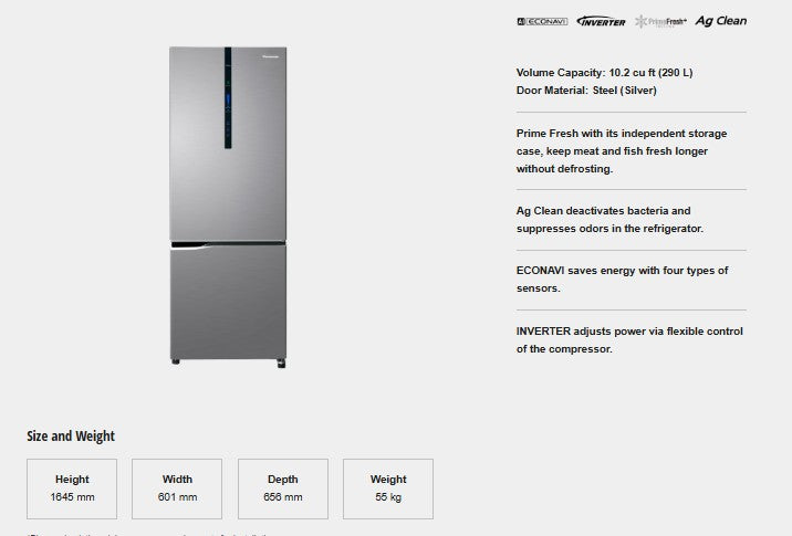 PanasonicNR-BV320XSPH10.2cu.ft.TwoDoorBottomFreezerNoFrostInverterRefrigerator-6