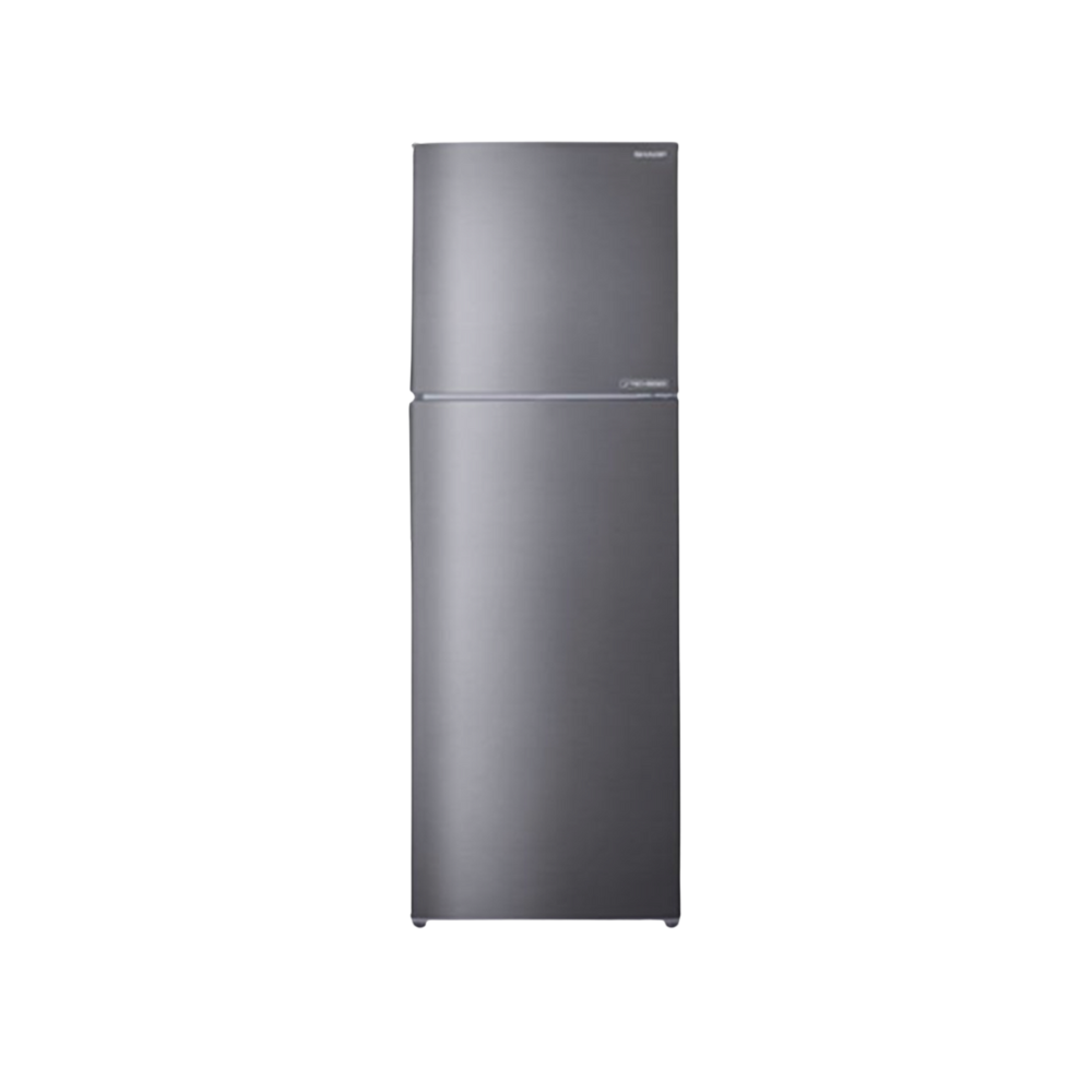 Gray refrigerator on a white background