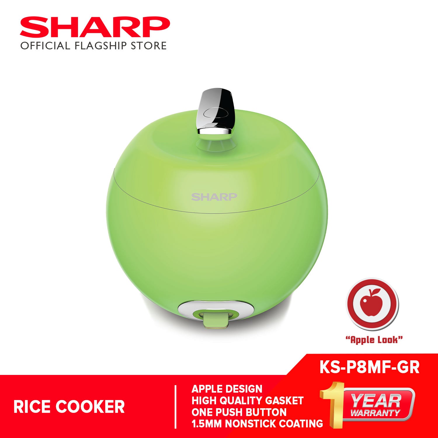 Sharp Apple Shape Rice Cooker KS-P8MF 0.7 Liters (4 Cups)-G6