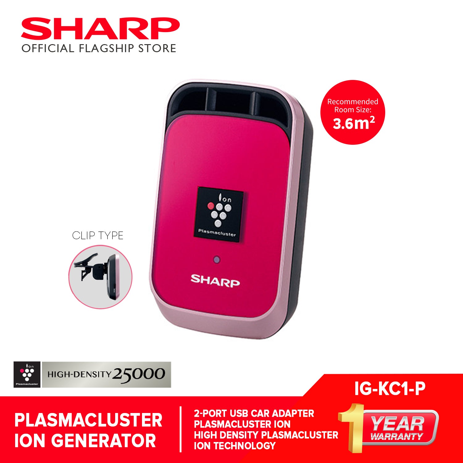 SharpIGKC1PortableIonGeneratorIAirPurifierIClipType_Car-Home-OfficeUse_-6