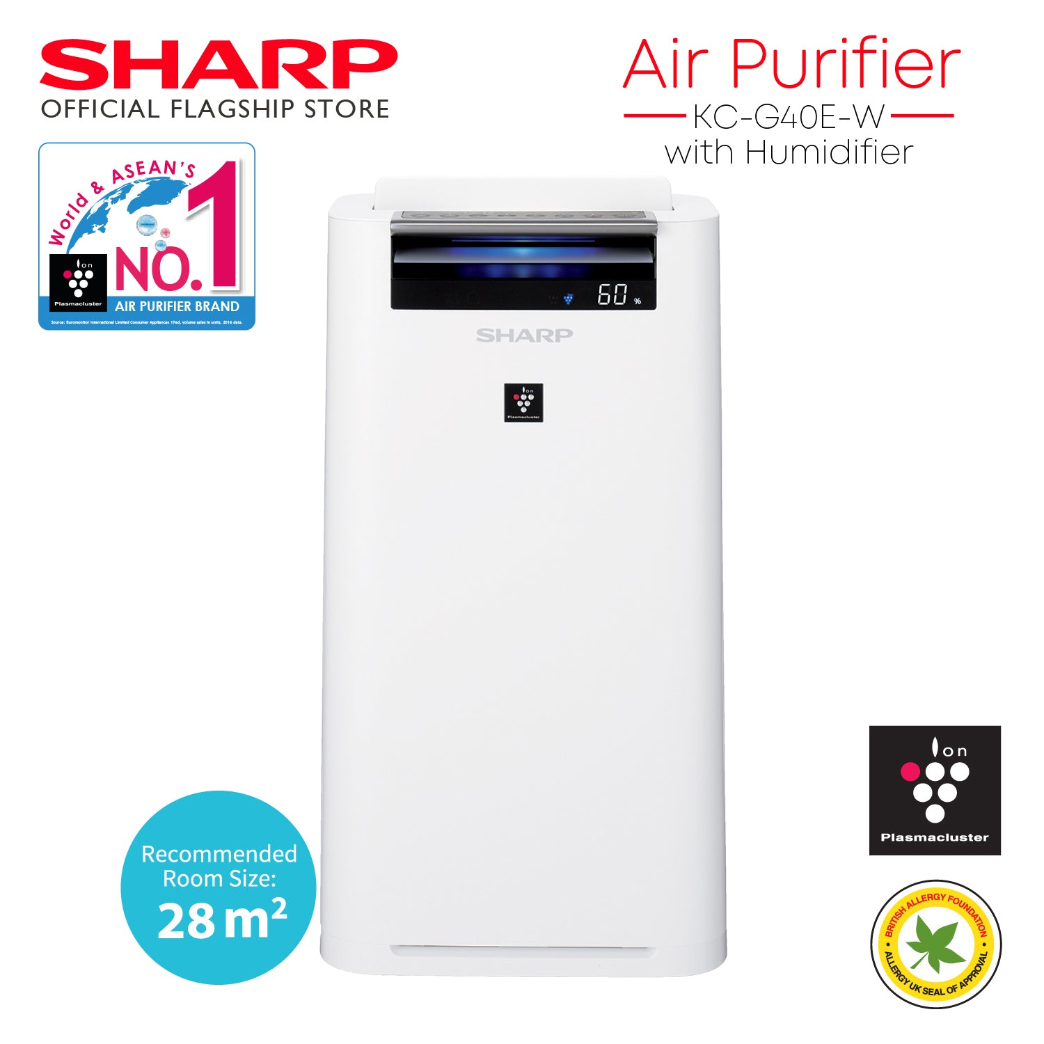 SharpKC-G40EAirPlasmaclusterAirPurifierwithHUMIDIFIER-W5