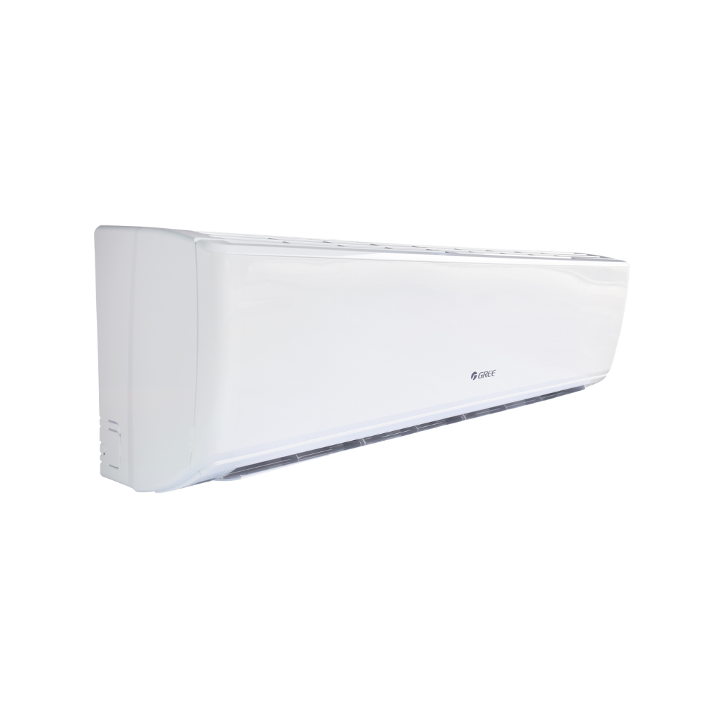 White air conditioner on a white background