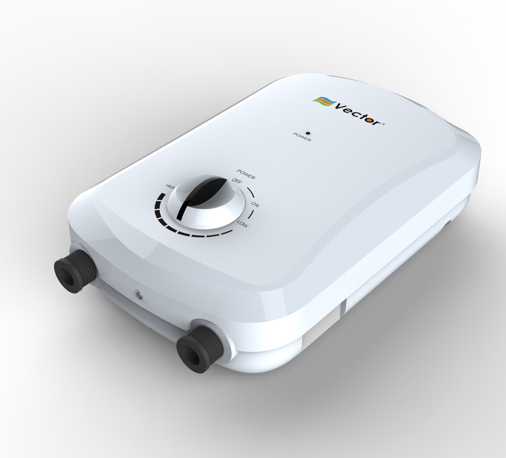 White air compressor with 'Vector' branding on a light gray background