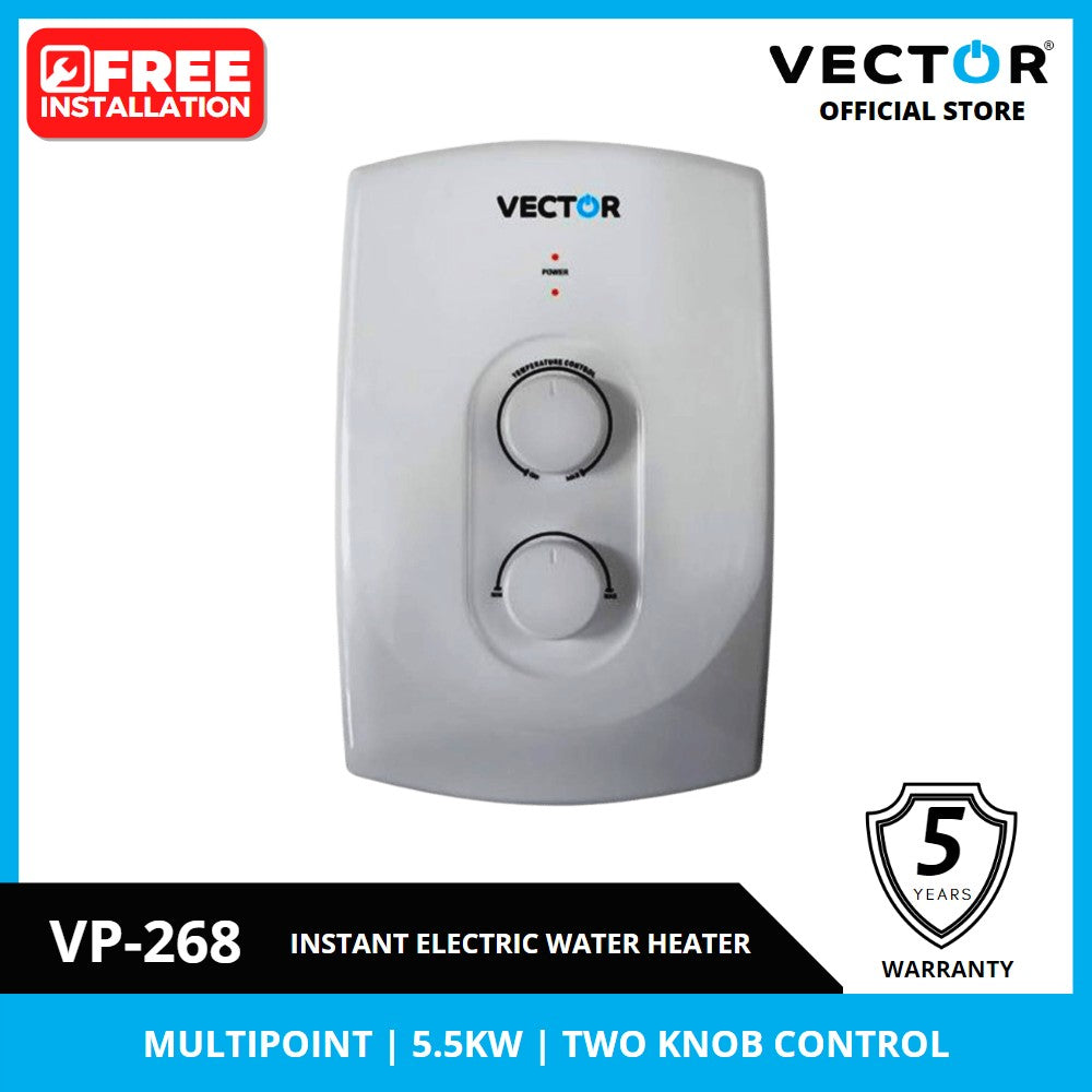 Vector VP-268 3.5 Kw Singlepoint Instant Electric Water Heater w/ Stabilizer (1)