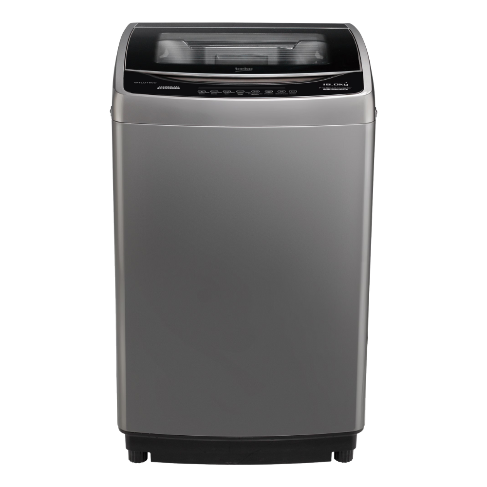 Gray washing machine on a white background