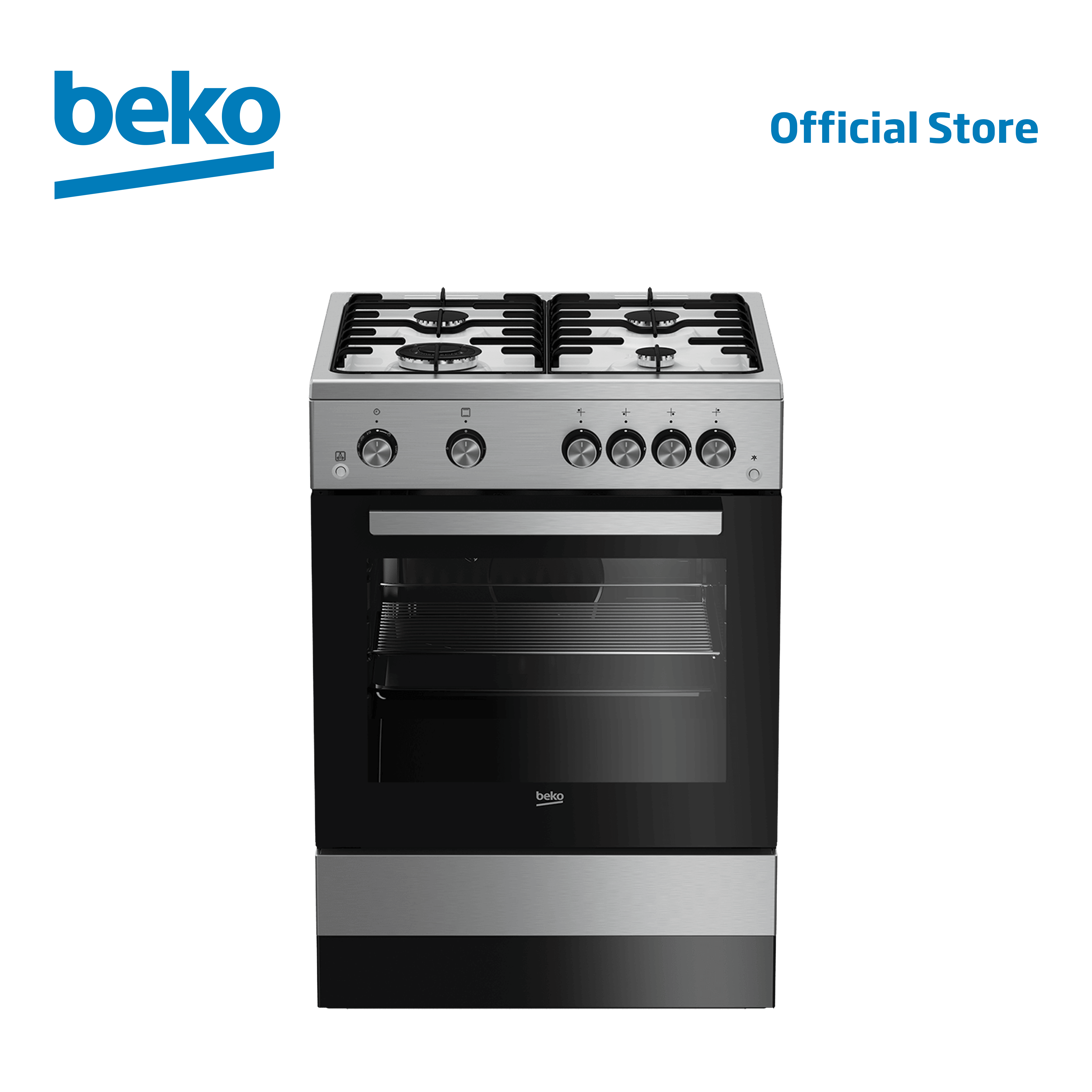 Beko Freestanding Cooker 60 cm, 3 Gas + 1 Wok Burner  Gas Hob & Gas Oven + Gas Grill FSGT61121DXL - 1
