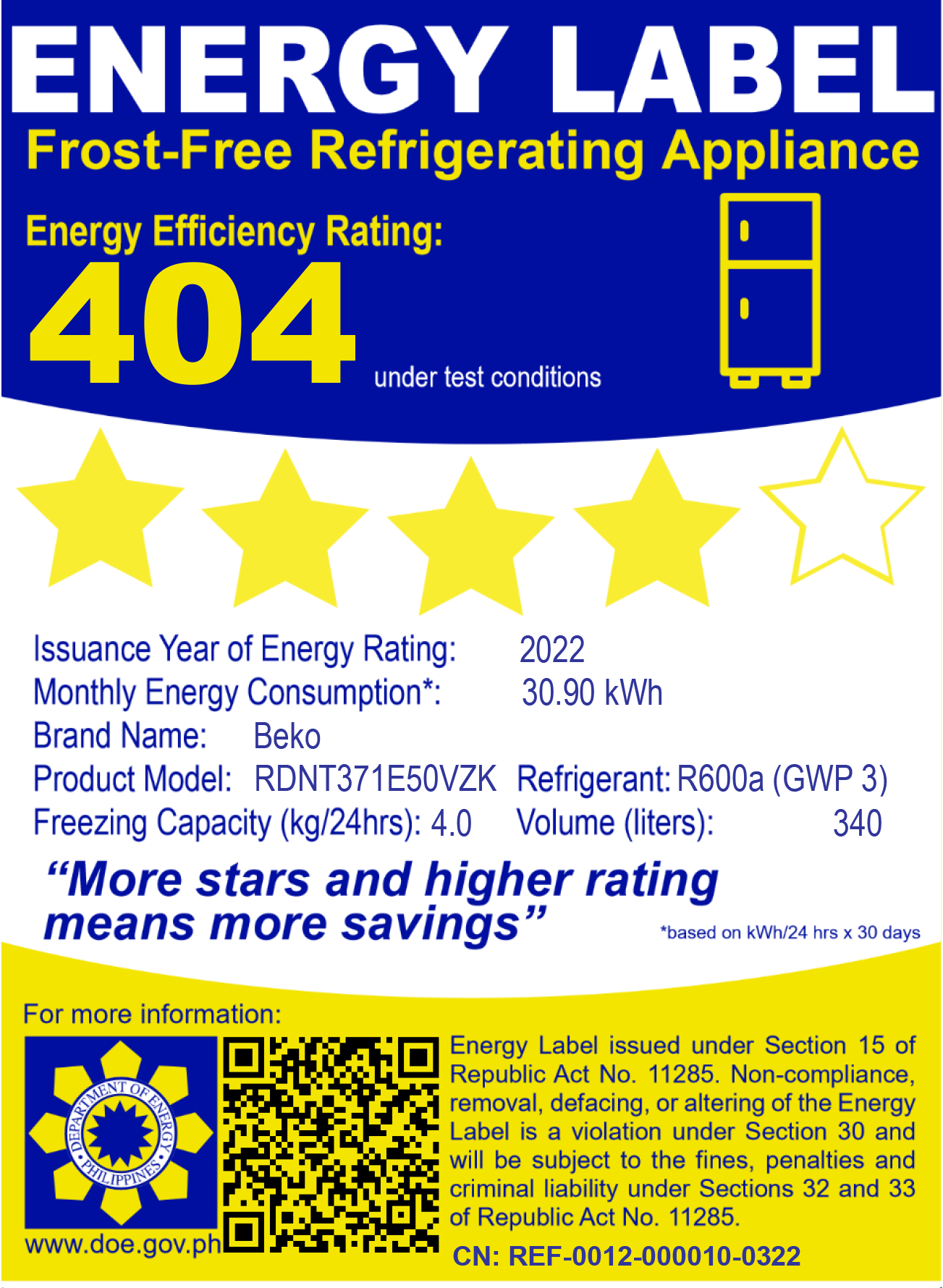 BekoRefrigerator372L_13.1cu.Ft_TopMountFreezerInverterRDNT371E50VZK-5