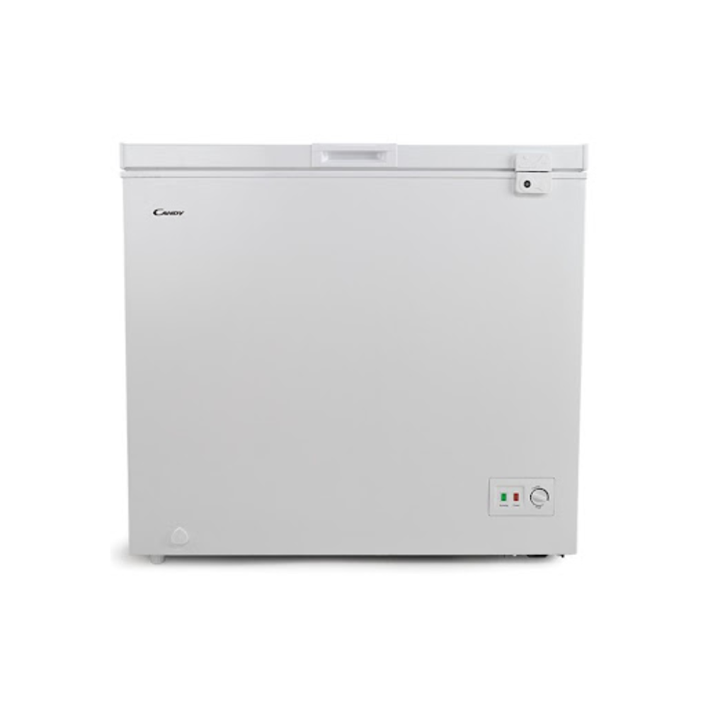 White chest freezer on a white background