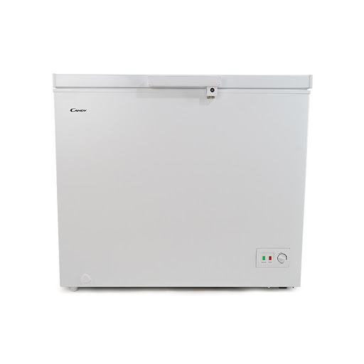 White chest freezer on a white background