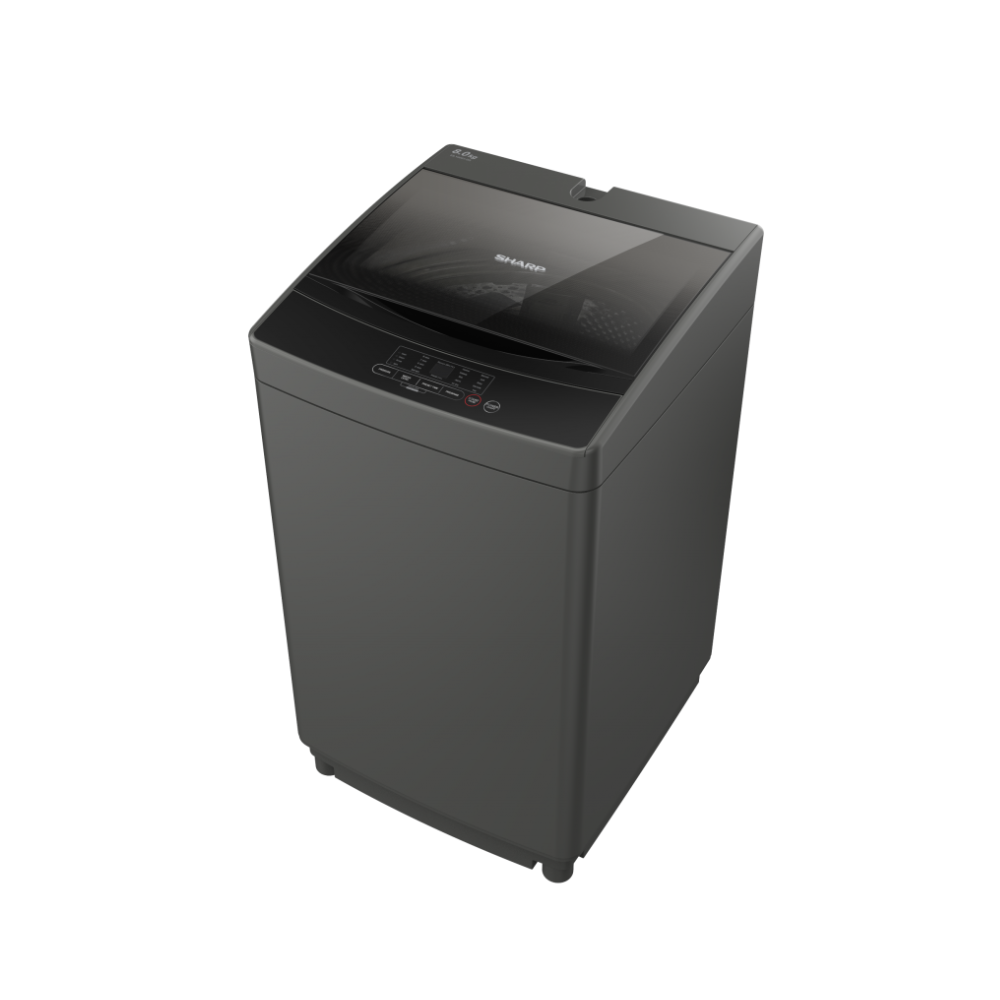 Black washing machine on a white background