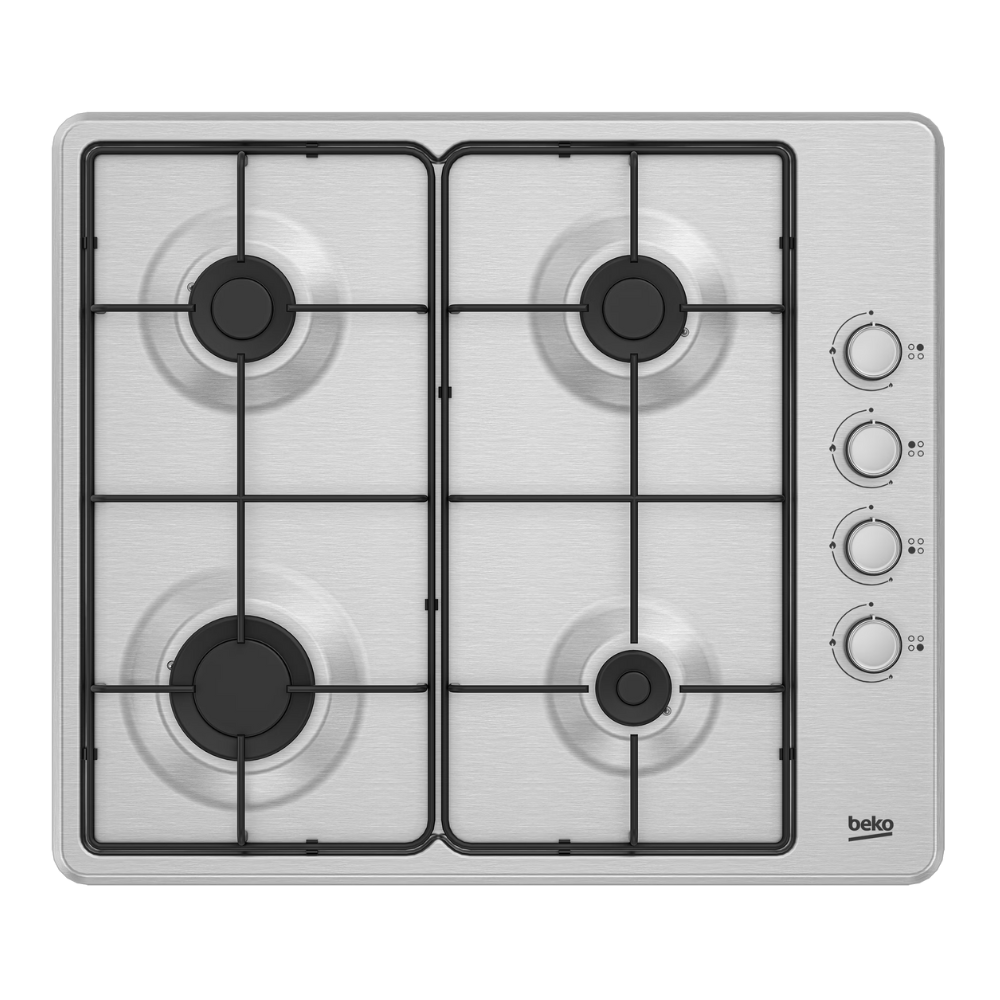 Beko gas hob with four burners on a white background