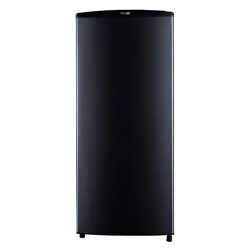 Black refrigerator on a white background