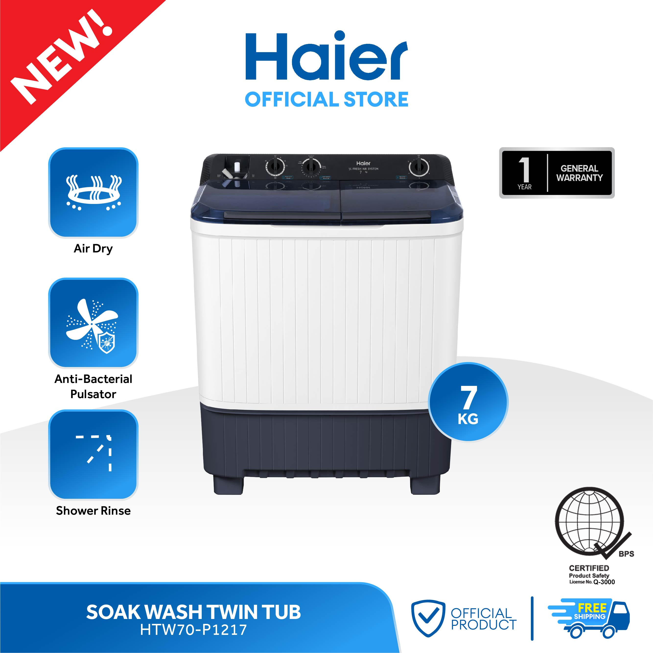 Haier HTW70-P1217 7 kg Soak Wash Twin Tub Washing Machine with Dryer (2)
