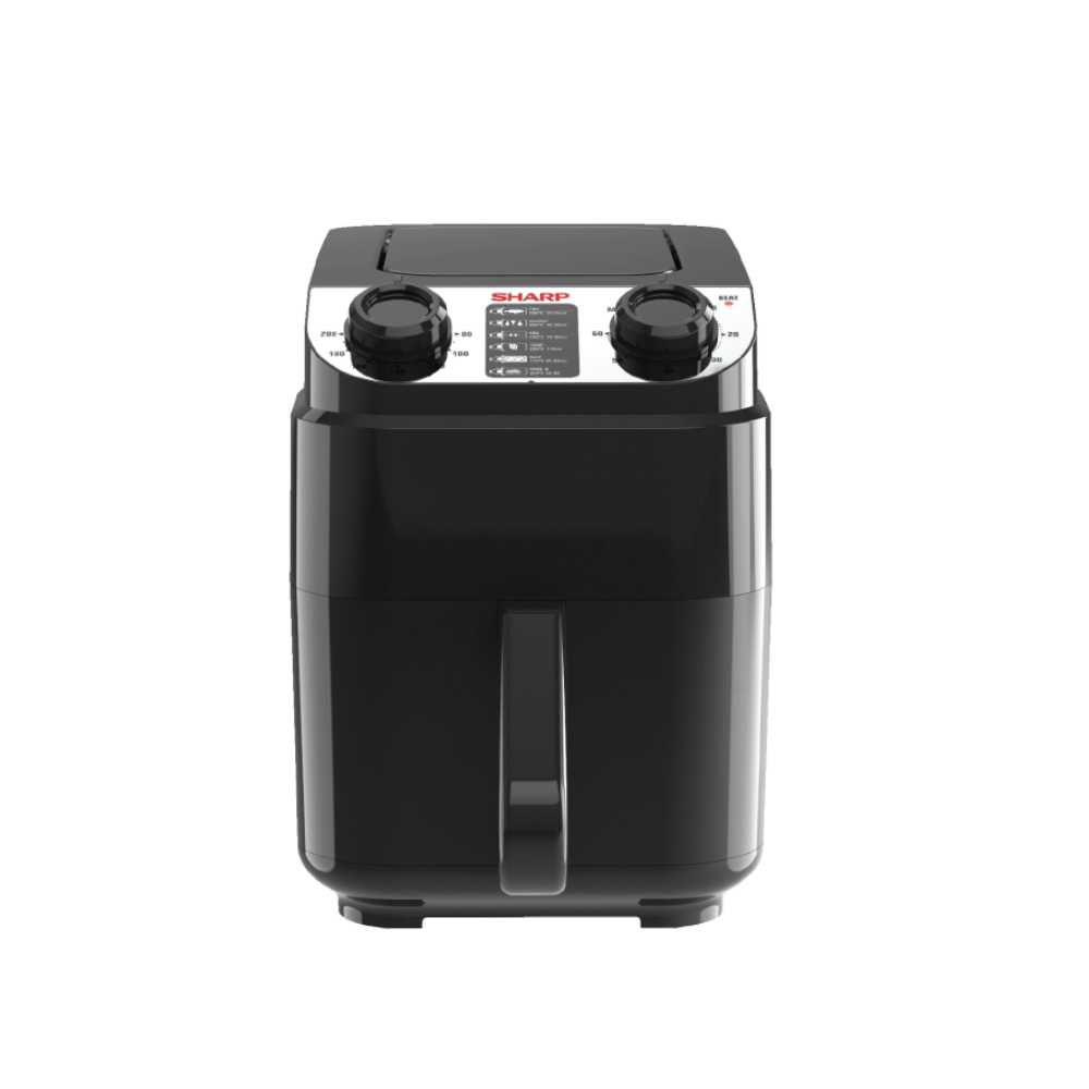 Black Sharp air fryer on a white background