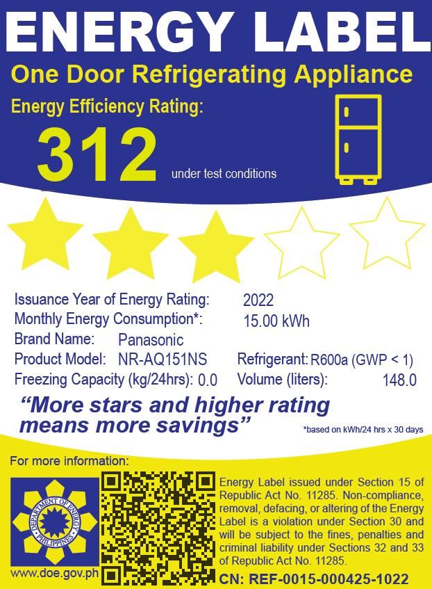 PanasonicNR-AQ151NS5.2cu.ft.1DoorDirectCoolNon-InverterRefrigerator-3