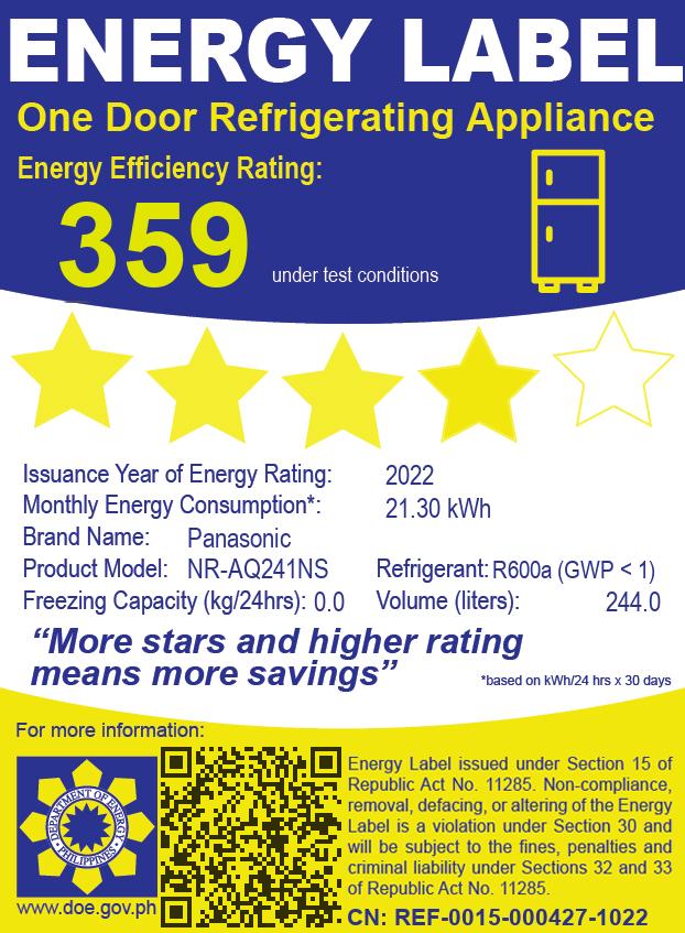 PanasonicNR-AQ241NS8.6cu.ft.1DoorDirectCoolNon-InverterRefrigerator-3