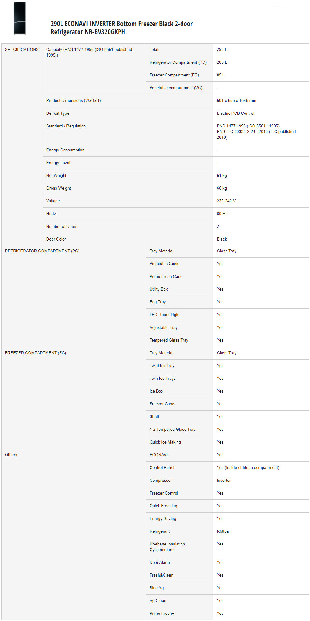 PanasonicNR-BV320GKPH10.2cu.ft.TwoGlassDoorBottomFreezerNoFrostInverterRefrigerator-5