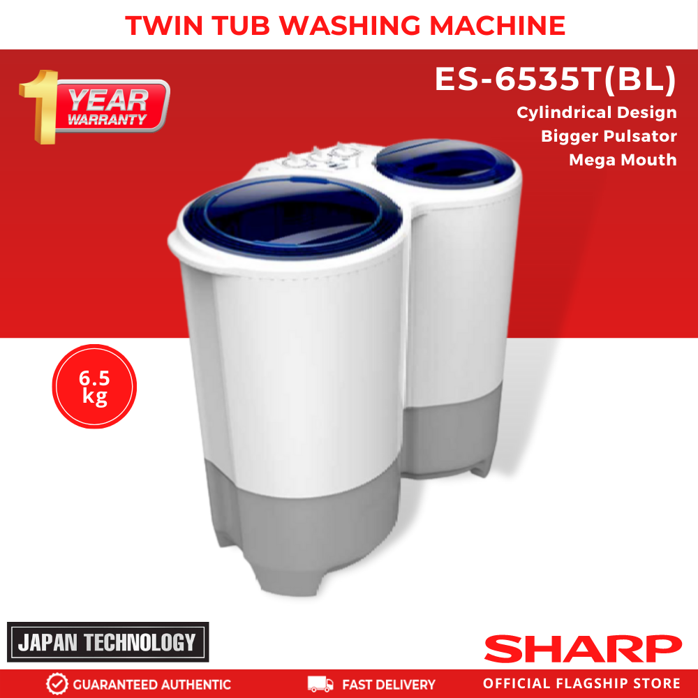 SharpES-6535T_BL_TwinTub6.5kgTopLoadWashingMachine-1