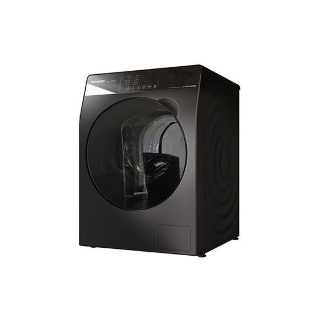 Black washing machine on a white background