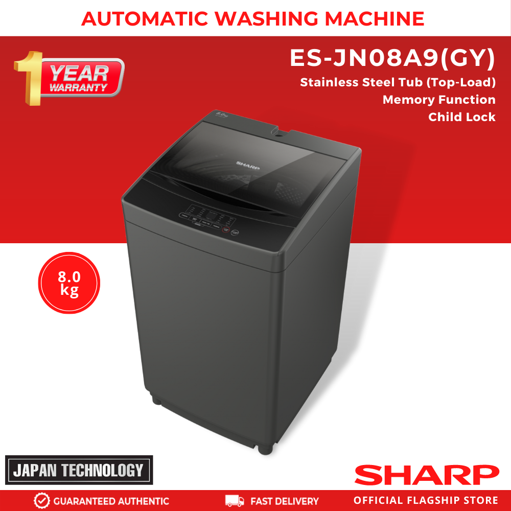 Sharp ES-JN08A9(GY) 8.0 Kg. Fully Automatic Top Load Washing Machine_1