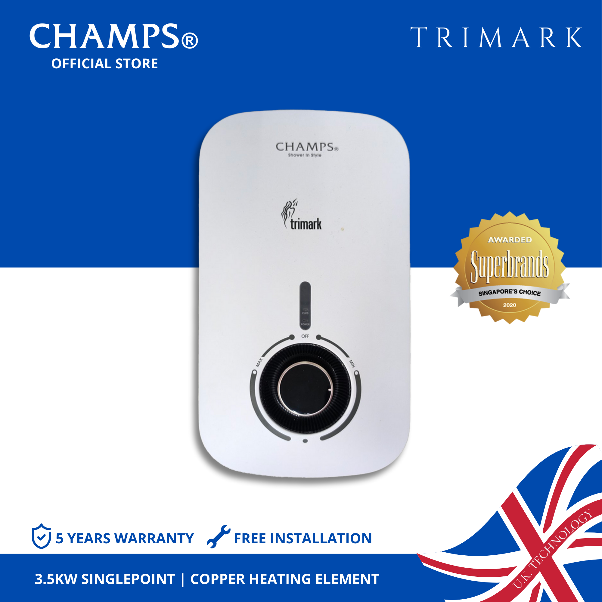 Trimark 3.5 kw Singlepoint Instant Shower Water Heater(3)