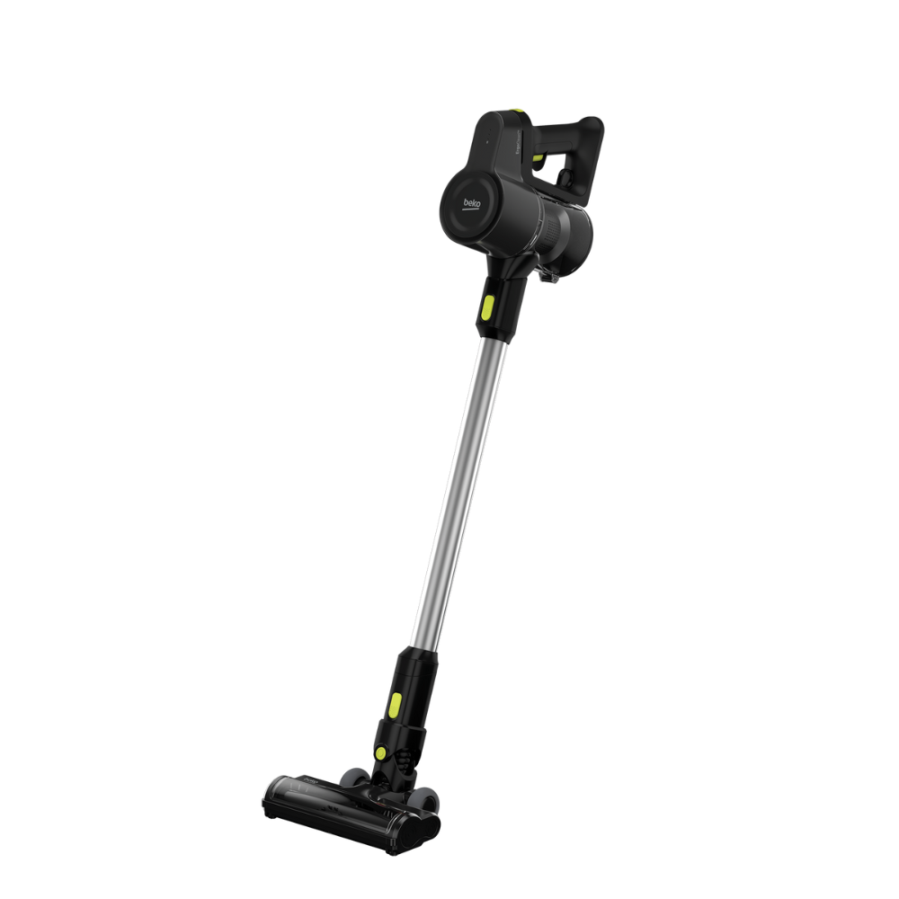 Black handheld vacuum cleaner on a white background