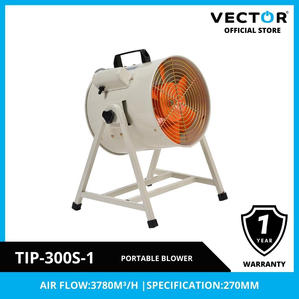 Portable blower with Vector branding and product details on a white background